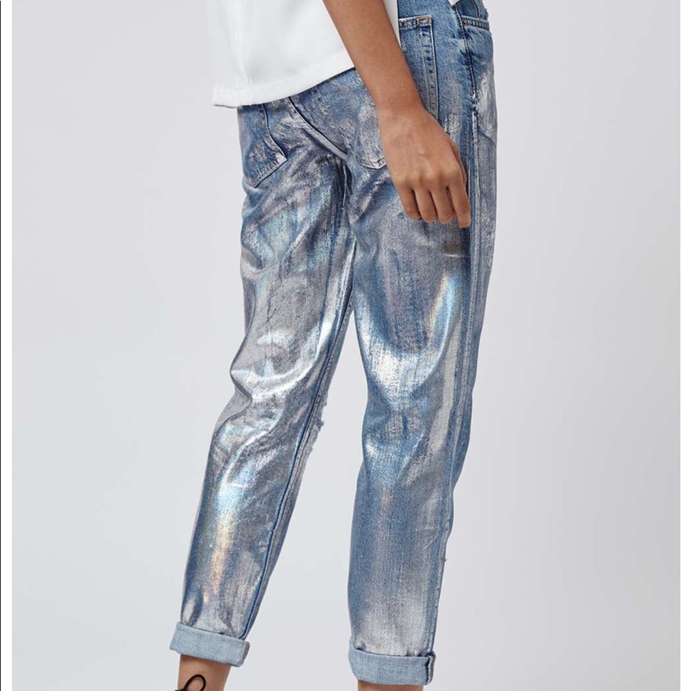 Top shop holographic boyfriend jeans